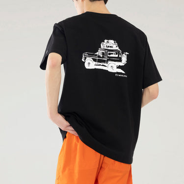 T-shirt In Pure Cotton with Back Print Black