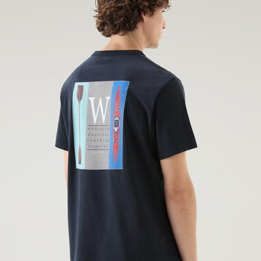 Lakeside T-Shirt in Pure Cotton Jersey with Back Print MELTON BLUE