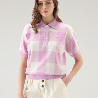 American Check Polo in Yarn-Dyed Stretch Cotton Blend SMOKY ROSE BUFFALO