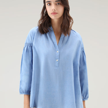 Blouse in Pure Cotton Chambray PALE INDIGO