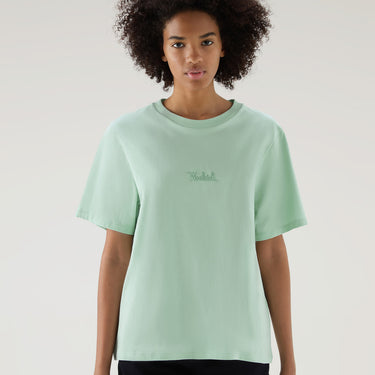 Embroidered Logo T-shirt in Pure Cotton HARBOR GREEN