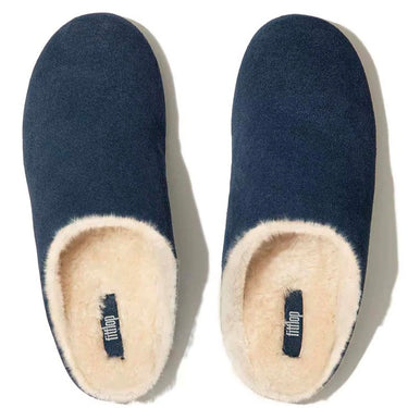 Chrissie Shearling Suede Slippers Midnight Navy
