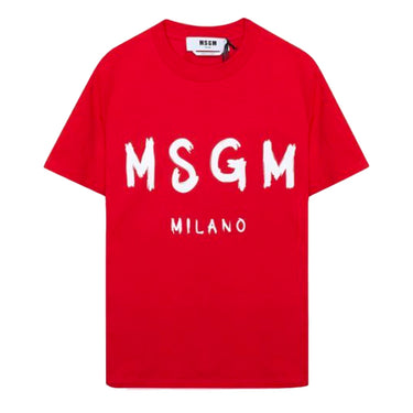 Cotton T-shirt in solid colour with logo RED