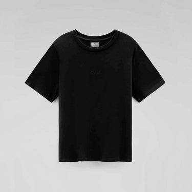 Embroidered Logo T-shirt in Pure Cotton Black