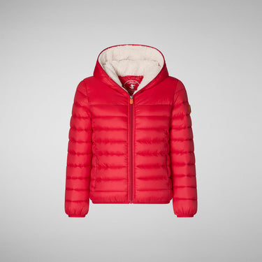 BOYS' ROB FAUX FUR LINED HOODED PUFFER JACKET IN TANGO RED