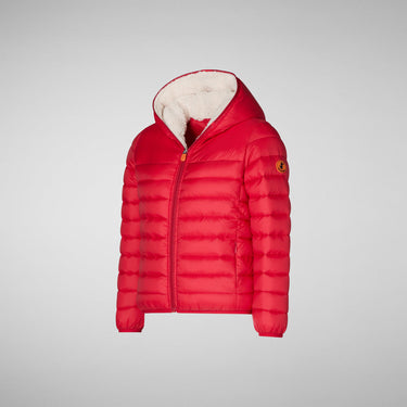 BOYS' ROB FAUX FUR LINED HOODED PUFFER JACKET IN TANGO RED