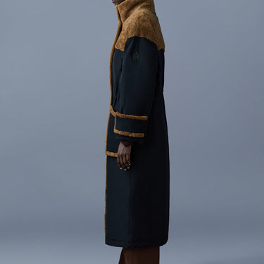 KENZA Shearling-trimmed Mixed Media Down Coat Black