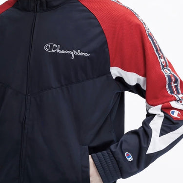 Champion Europe Archive Jacquard Logo Tape Hooded Track Jacket Navy