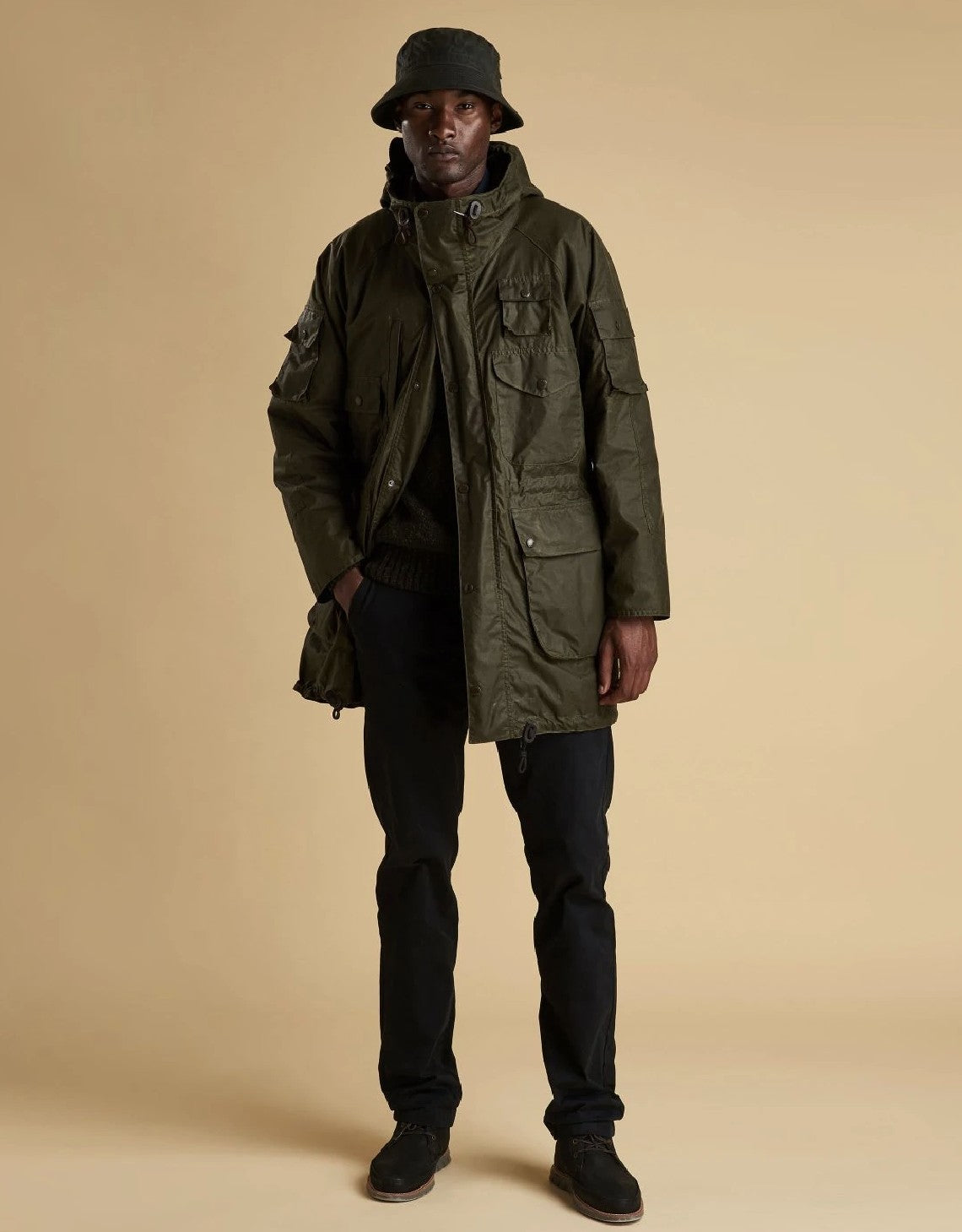 BARBOUR X ENGINEERED GARMENTS ZIP PARKA ARCHIVE OLIVE