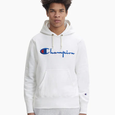 Champion Europe Script Logo Reverse Weave Hoodie White