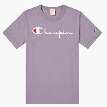 Champion Europe Script Logo Crew Neck T Shirt Elegant Mauve