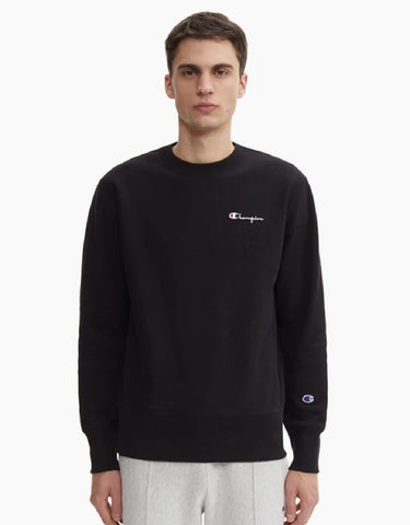 VERTICAL SCRIPT LOGO BACK REVERSE WEAVE SWEATSHIRT BLACK