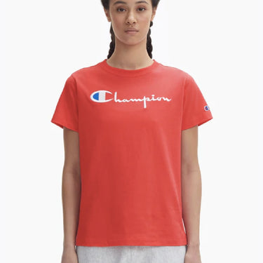 CHAMPION EUROPE<br>T-SHIRT WITH FULL CHEST LOGO SCARLET