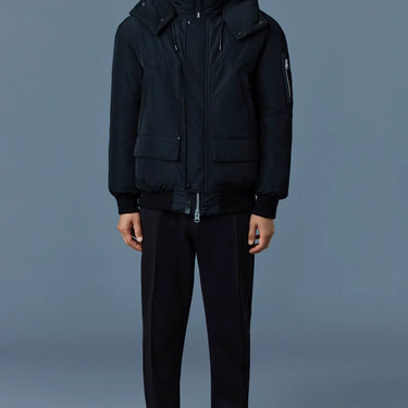 VIGGO Classic Down Bomber Jacket With Removable Hood Black