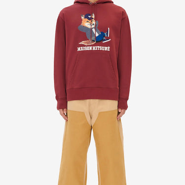 MAISON KITSUNÉ  DRESSED FOX PRINT RELAXED HOODIE WINE LEES