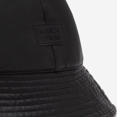 MAISON KITSUNÉ FAUX LEATHER BUCKET HAT BLACK