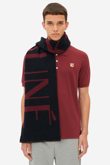 MAISON KITSUNE JACQUARD SCARF WINE LEES BLACK DESIGN