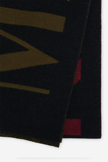 MAISON KITSUNE JACQUARD SCARF WINE LEES BLACK DESIGN