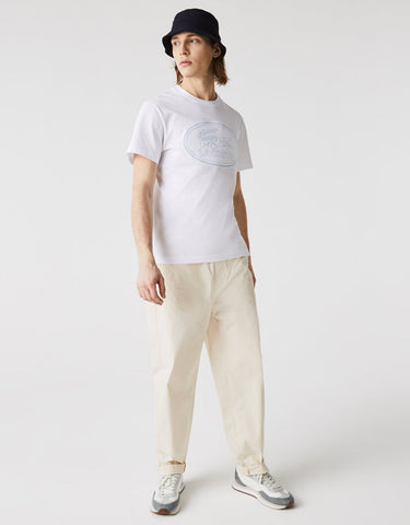 Men's Crew Neck Embroidered Logo Cotton T-shirt White