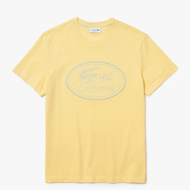 LACOSTE<br>MEN'S CREW NECK EMBROIDERED LOGO COTTON T-SHIRT YELLOW