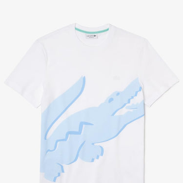 Men's Crocodile Print Crew Neck Stretch Organic Cotton T-Shirt White