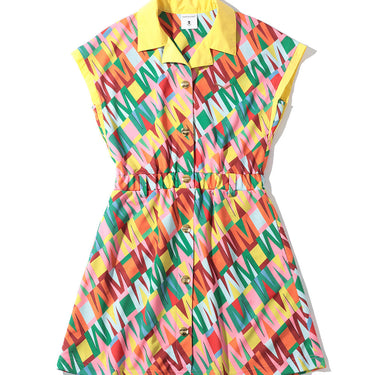 Women's Division Button Up Dress Yellow / Pink