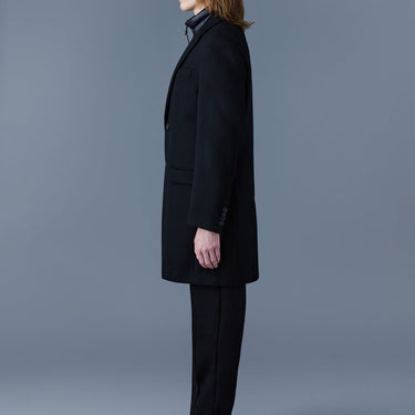 Skai Double-face Wool 2-in-1 Top Coat With Removable Down Liner Black