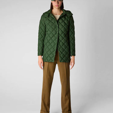 WOMEN'S EDITH PUFFER COAT WITH DETACHABLE HOOD PINE GREEN