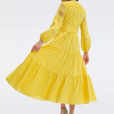 Gigi Cotton Midi Dress Yoke Yellow
