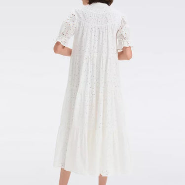 Kramer Cotton Eyelet Midi Dress in White