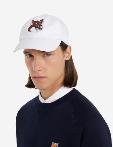 UNISEX LARGE FOX HEAD EMBROIDERY 6P CAP WHITE