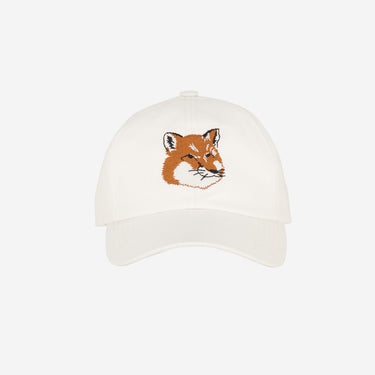 UNISEX LARGE FOX HEAD EMBROIDERY 6P CAP WHITE