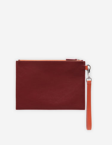 MAISON KITSUNÉ PROFILE FOX POUCH WITH STRAP WINE LEES