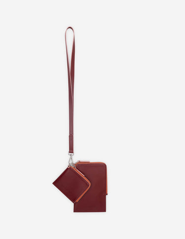 MAISON KITSUNÉ <br>MULTI-POUCHES WITH STRAP WINE LEES