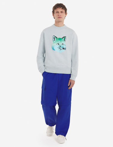 Men's Vibrant Fox Head Relaxed Sweatshirt Blue Haze Melange